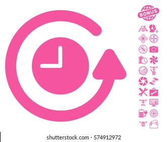 Restore Clock icon with bonus nanocopter service images. Vector illustration style is flat iconic symbols on white background.