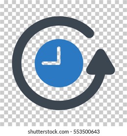Restore Clock icon. Vector pictogram style is a flat bicolor symbol, smooth blue colors, chess transparent background. Designed for software and web interface toolbars and menus.