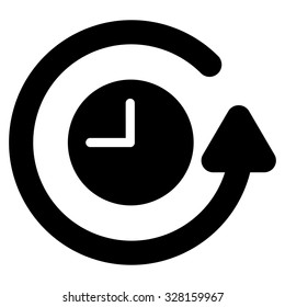 Restore Clock vector icon. Style is flat symbol, black color, rounded angles, white background.