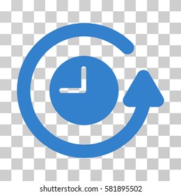 Restore Clock vector pictogram. Illustration style is a flat iconic cobalt symbol on a transparent background.
