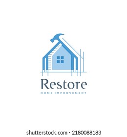 Restore construction and remodeling house logo design 