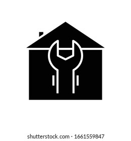 Restore home black icon, concept illustration, vector flat symbol, glyph sign.