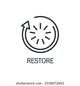 Restore process. Recovery. Vector linear icon isolated on white background.