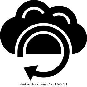 restore, recycling, cloud computing glyph icon 