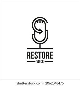 restore voice or podcast logo design, mic, repeat, repair, sing and talk