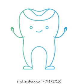 restored tooth cartoon in degraded green to blue color contour vector illustration