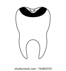 restored tooth with root i in black dotted silhouette vector illustration