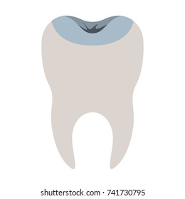 restored tooth with root in colorful silhouette vector illustration