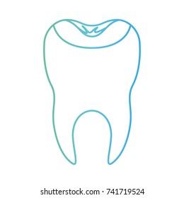 restored tooth with root in degraded green to blue color contour vector illustration