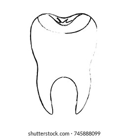 restored tooth with root in monochrome blurred silhouette vector illustration