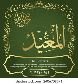 The Restorer.
The Reinstater, the Reproducer. The One Who Repairs and
Replicates Everything Created. The One Who Brings Back the
creatures after Death.