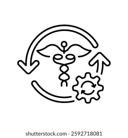 Restoring healthcare systems line icon. Vector isolated element. Editable stroke.