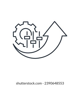 Restringir y acelerar el crecimiento. Controlar la gestión del proceso. Icono de ilustración lineal vectorial aislado en fondo blanco.