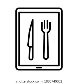 Restraunt Menu Icon. Black Stroke.