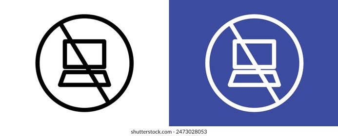 Restrict computer use with this no computer sign, featuring a warning symbol, vector icon, and prohibition label for technology-free areas.