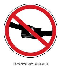 Restrict sign no  businessman take bribe from partner. Prohibit sign corruption in business concept design. 