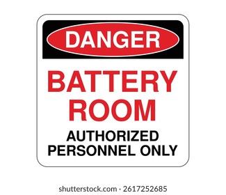 Restricted Access Warning Sign, Battery Room Hazard Indicator, Workplace Safety Symbol – High Quality Stock Image