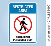 RESTRICTED AREA: AUTHORIZED PERSONNEL ONLY sign. Editable EPS 10 vector illustration isolated on white background