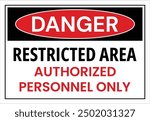 Restricted area authorized personnel only sign  symbol, isolated with white label