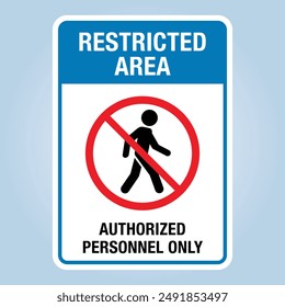 RESTRICTED AREA: AUTHORIZED PERSONNEL ONLY sign. Editable EPS 10 vector illustration isolated on white background