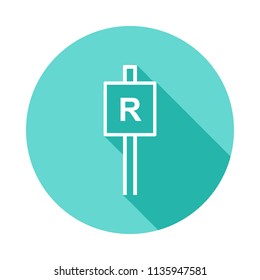 restricted area icon in Flat long shadow style on white background