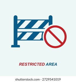 Restricted area icon vector with danger caution sign and no entry forbidden symbol, safety warning concept graphic element.