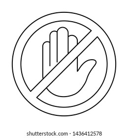 Restricted Area. No Access For Unauthorized Persons Prohibition Sign. No Entry Sign. Stop Sign Icon With Hand In Circle.