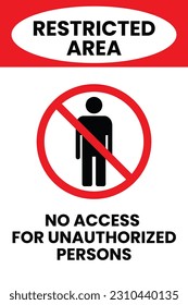 Restricted Area Sign Vector Template. Vector Prohibited Sign Restricted Area For Authorized Personnel Only or No Enter Sign in Caution Zone