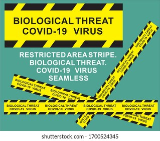 Restricted area stripe. Coronavirus. Biological threat.