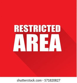 Restricted area text on red background - flat vector design