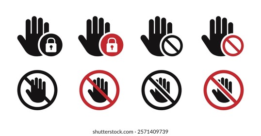 Restricted area vector icon collection. Prohibited sign