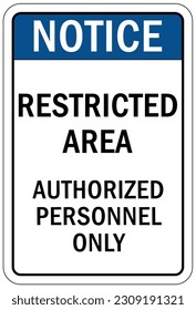 Restricted area warning sign and labels