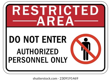 Restricted area warning sign and labels