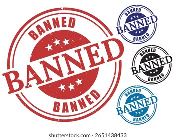 Restricted Content Badge Set, Banned Warning Stamp Vector Collection