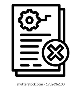 Restricted demolition document icon. Outline restricted demolition document vector icon for web design isolated on white background