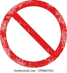 Restricted icon with scratched effect. Isolated vector restricted icon image with corroded rubber texture on a white background.