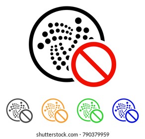 Restricted Iota icon. Vector illustration style is a flat iconic restricted iota symbol with grey, yellow, green, blue color variants. Designed for web and software interfaces.