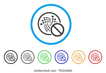Restricted Iota rounded icon. Style is a flat grey symbol inside light blue circle with additional color versions. Restricted Iota vector designed for web and software interfaces.