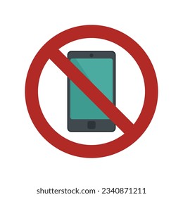 Restricted phone icon flat vector. Turn off smartphone. Silence mobile phone isolated