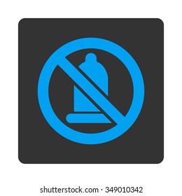 Restricted Preservative vector icon. Style is flat rounded square button, blue and gray colors, white background.