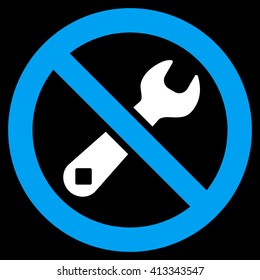 Restricted Repair vector icon. Style is bicolor flat icon symbol, blue and white colors, black background.
