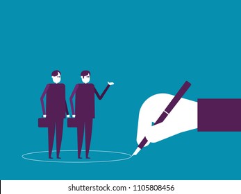 Restricted rights. Vector illustration business concept, Flat cartoon character, People in circle trapped.