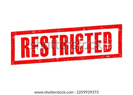 Restricted stamp on white background. Sign, label, sticker.