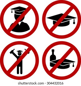 Restricted  Student  and drunk party funny joke danger signs set. Vector EPS8