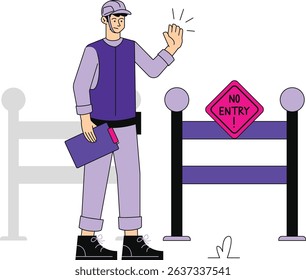 Restricted Zone Warning Illustration for web, app, infographic, etc