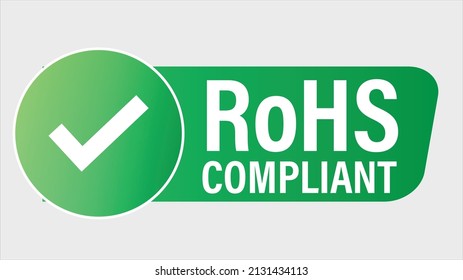 Restriction Of Hazardous Substances Directive Abstract. RoHS Compliant Vector Icon With Tick Mark. Green In Color