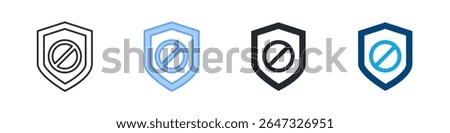 Restriction Icon Set Multiple Style. Designed In Outline, Blue, Glyph, Dual Tone