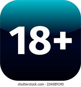 Restriction on age 18+ - blue and white phone app or web icon