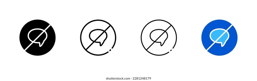 Restriction on sending messages. Different styles, color, set of icons of restrictions on sending messages. Vector.