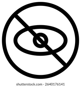 Restriction or prohibited view black line icon in a white background, indicating restricted content viewing and ideal for safety awareness.